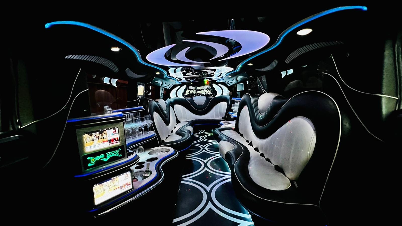 Stretch Hummer (14 Pax) — interior, LED party lounge cabin