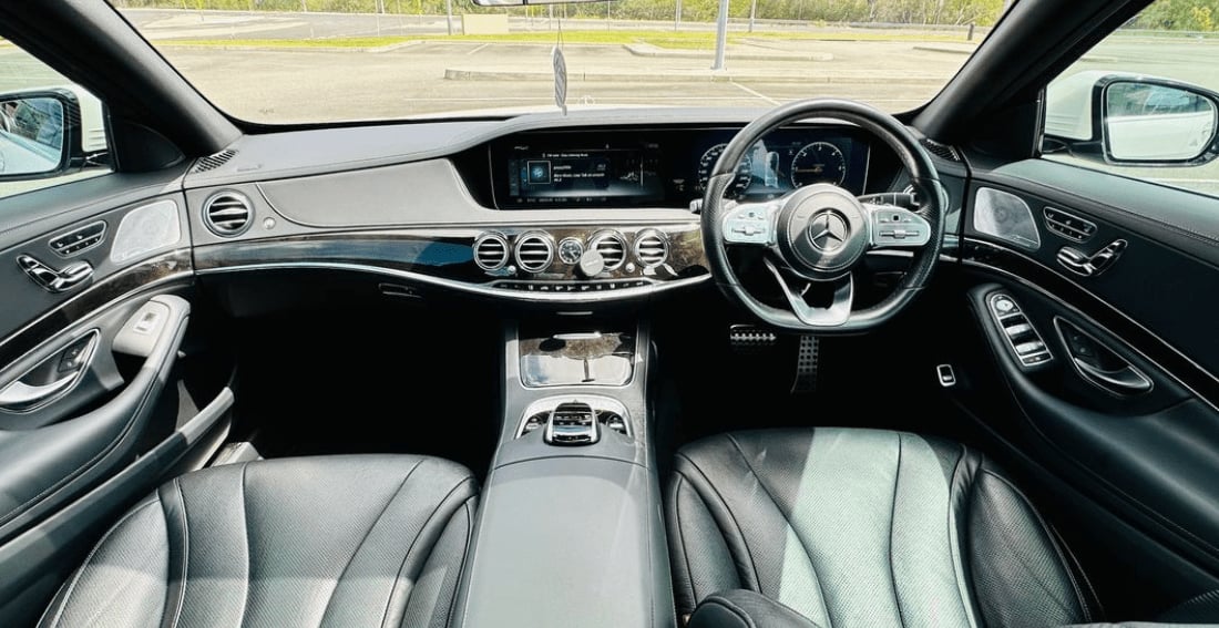 Mercedes S Class AMG Line Sedan — interior, leather cockpit and dashboard
