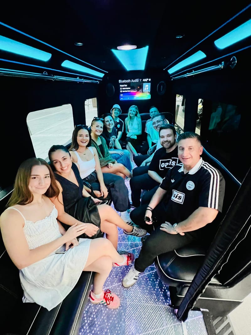 Concert-goers arriving by limousine in Sydney