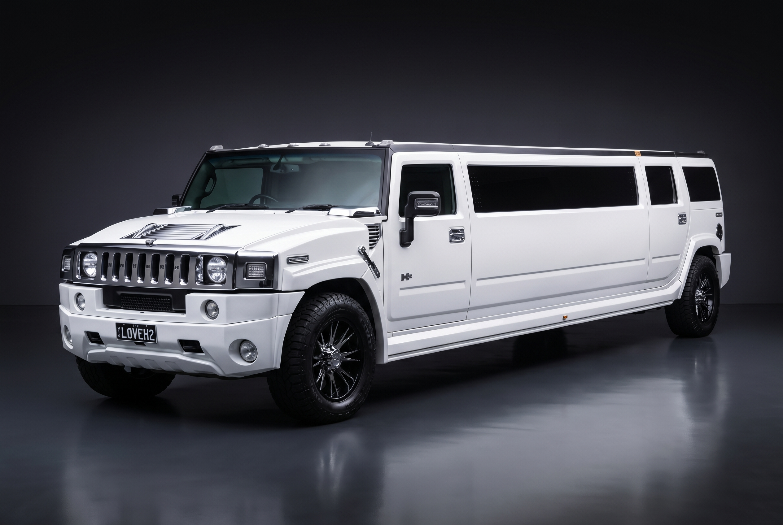 White stretch Hummer wedding limousine